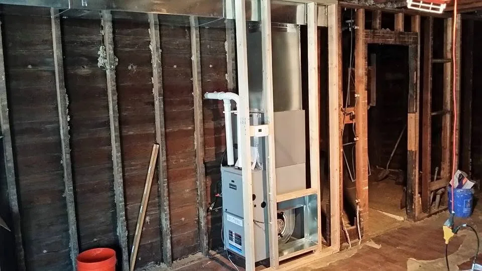 High efficiency furnace install during a remodel