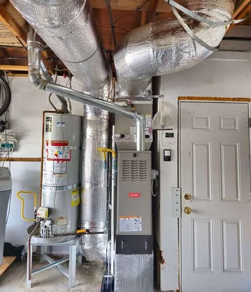 Bryant furnace and ductwork in a garage install